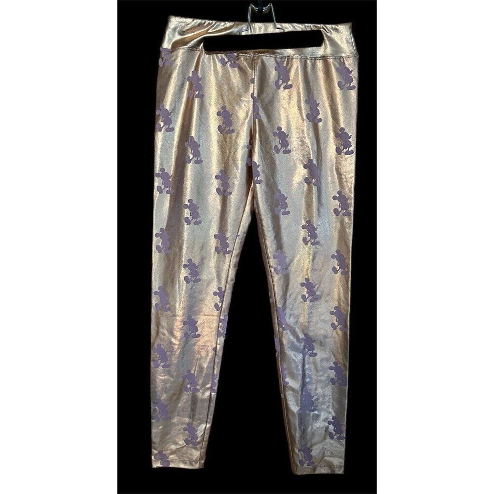 Disney Parks  Women’s Medium  Legging SPARKLE shine Stretch Pink Mickey Mouse